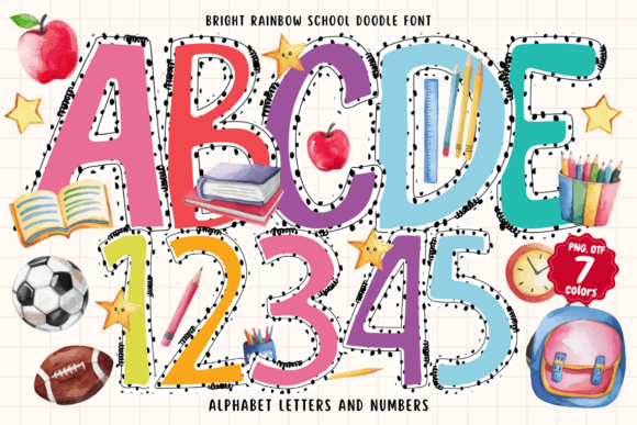 Bright Rainbow School Doodle Font: Vibrant Typography for Creative Projects