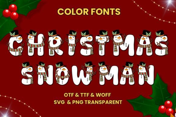Christmas Snowman: A Vibrant Color Font for Festive Design
