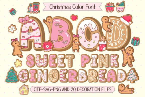 Sweet Pink Gingerbread: A Modern Festive Design Asset